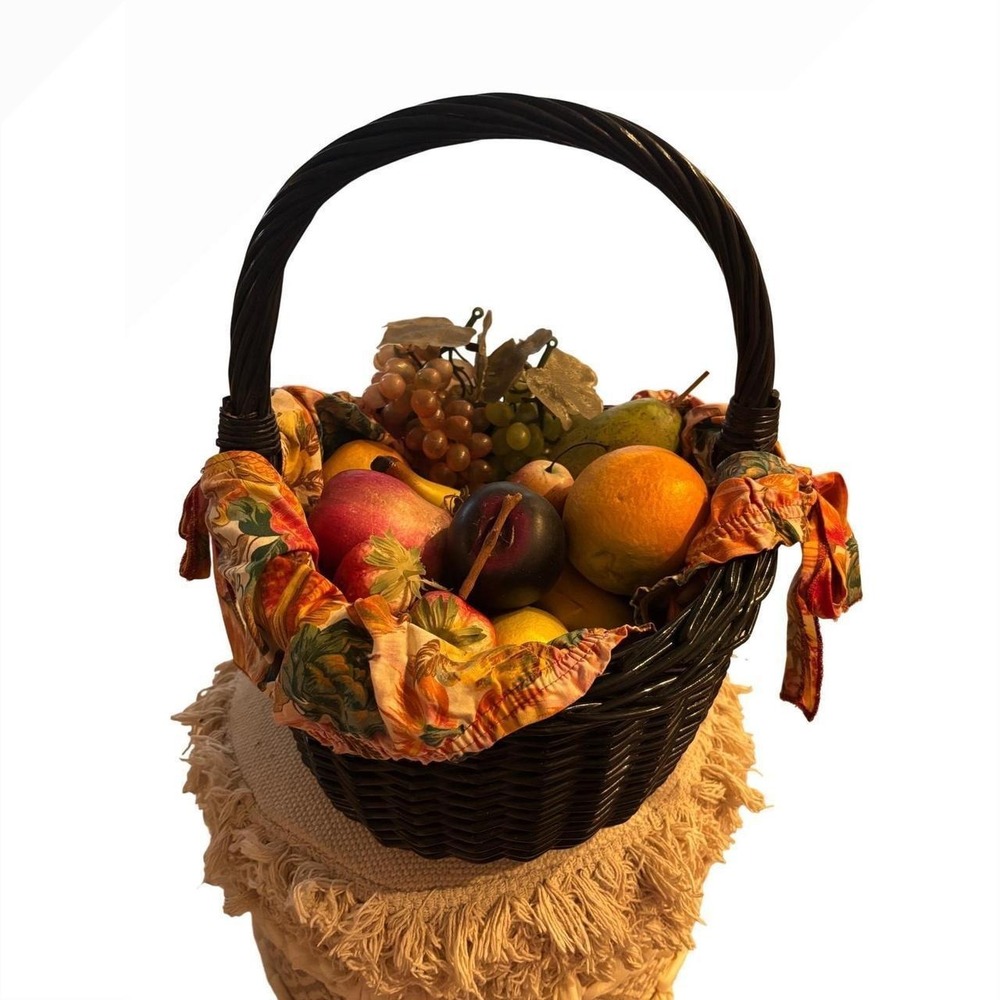 Vintage fruit‎ basket with assorted fruits in cottagecore basket beautiful